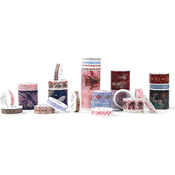 100 Rullar Washi Tejp Set, Multi-Mönstrad Washi Tejp Självhäftande Tejp Dekorativ Papper Maskeringstejp för DIY, Journal, Planerare