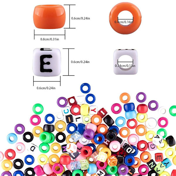 ABC Bead Armbånd Pony Beads Kits Farverigt Stretch Armbånd Letvægts Smukke børn DIY Beads