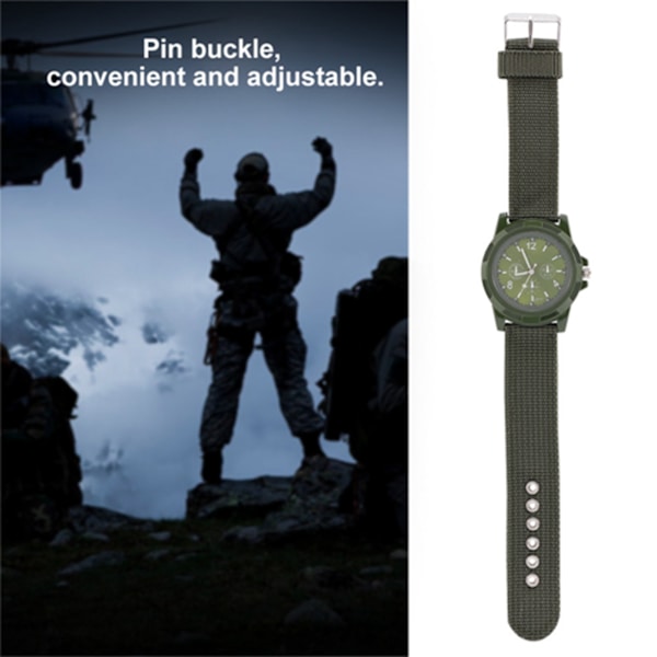 Elektronisk analog handledsrem med runt nylonband, militär handledsrem (armégrön)