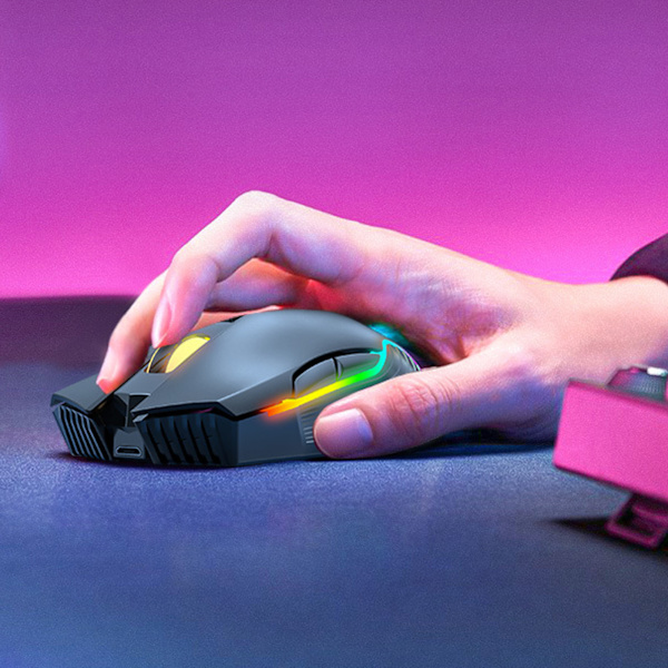 Trådlös mus USB Uppladdningsbar Ergonomisk trådlös spelmus för bärbar dator Svart