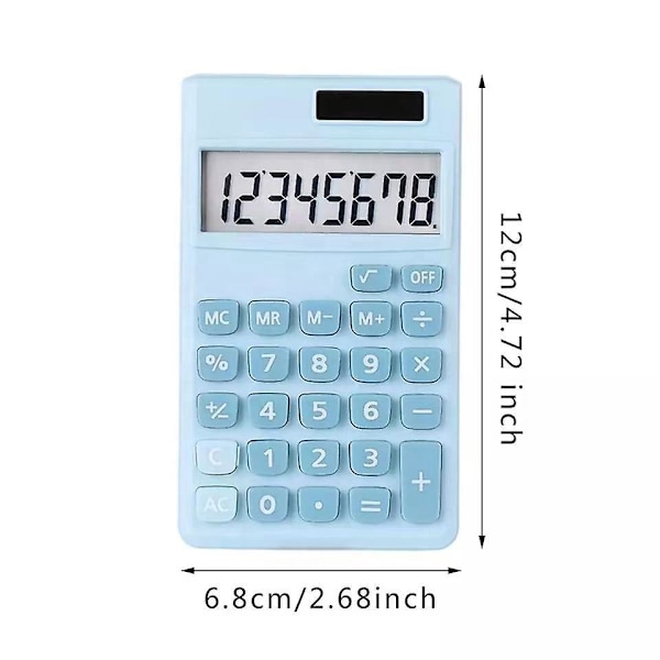 Liten digital skrivbordsräknare med 8-siffrig LCD-display - Set om 2 (blå/rosa)