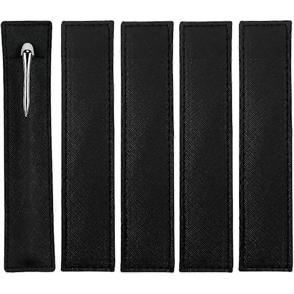 Pennfodral i Läder, Skyddsfodral för Fyllpenna, Touchpenna, Kulspetspenna, Pennor, 5-pack Svart