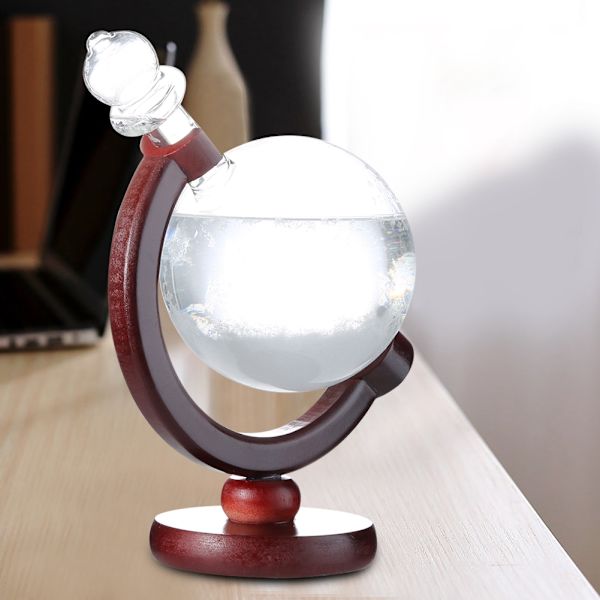 Innovativ form väderprognos glas väderprognos flaska med fäste dekoration present röd trä