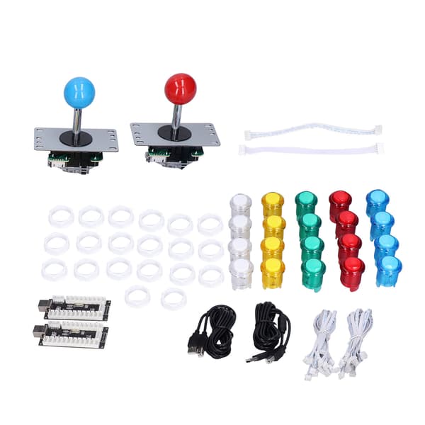 QM070906 To-spiller version Arcade Game DIY Kit LED-knap 8-vejs joystick til Windows Arcade-spil