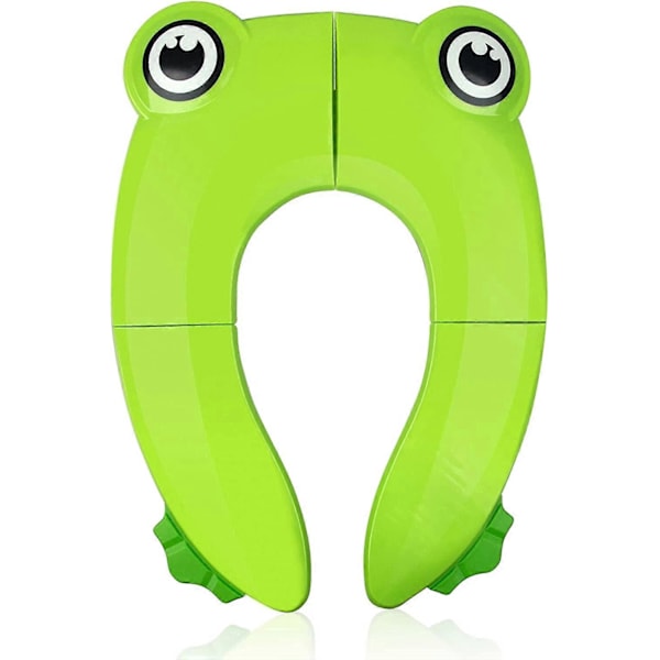 Baby Toilet Reducer, Rejse Toilet Reducer, Foldbart Børnetoiletsæde, Børnetoilet Reducer, Rejse Foldbart Toiletsæde med 1 Bæretaske, Grøn Frø