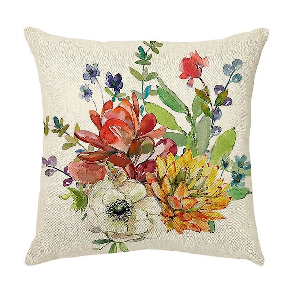 En uppsättning med 4 kuddfodral 45 x 45 cm Dekorativt blommönster örngott för soffa vardagsrum sovrum stol heminredning