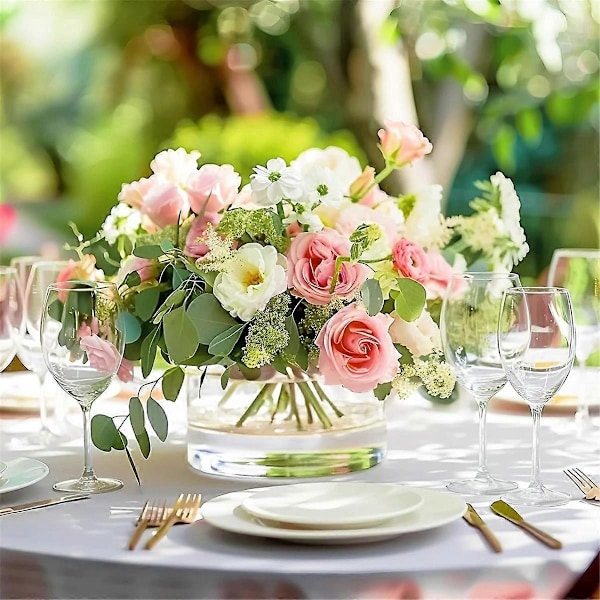 4 Pakning Blomstervase Rund, Klar Vase, Blomstervaser for Borddekorasjoner