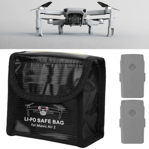 Drone väska Explosionssäker brandsäker förvaring Skyddsfodral Case för DJI Mavic Air 2 (2 batterifack)