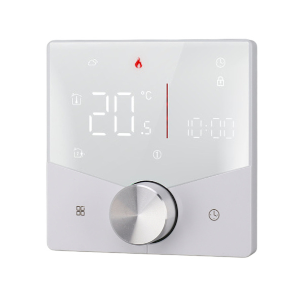 Smart termostat drejeknap design LCD farve display panel digital termostat til sauna rum gulvvarmesystem hvid