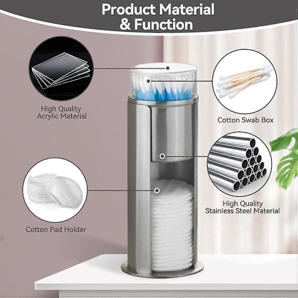 Makeup Vatrondel Organizer, Vatrondeldispenserholder i rustfrit stål Kosmetisk Opbevaringsboks med låg Makeup Opbevaringsboks, 2 lag