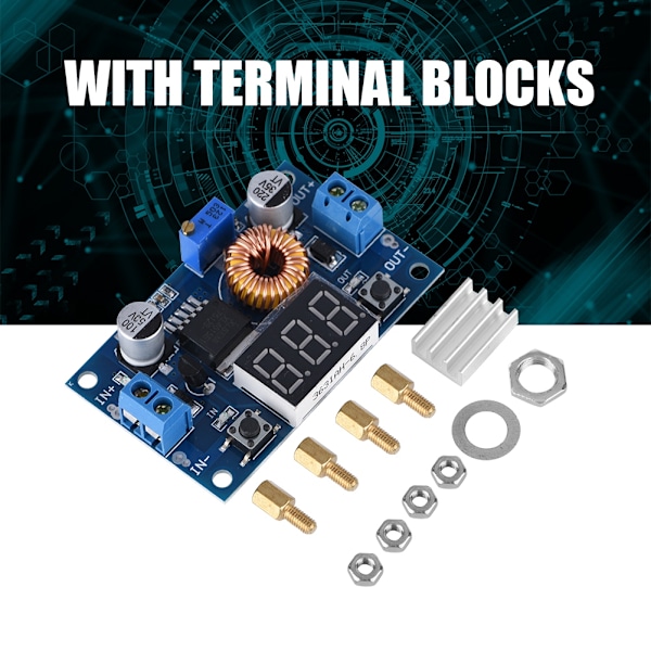 5A 75W DC-DC Justerbar Steg-ned Modul Spenningsregulator LCD-skjerm