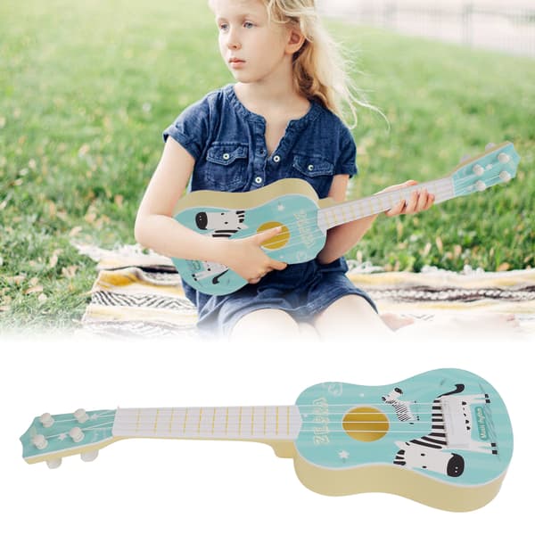 Blå Plast Ukulele Gitar Leke for Barn med 4 Strenger
