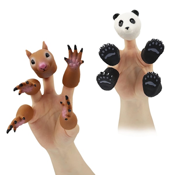 Söt Djur Fingerdockor Set med 5 Panda Ekorre Katt Shiba Inu Pug Perfekt Present till Barn Berättande Kul