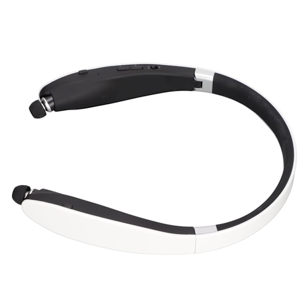 Bluetooth hörlurar med nackband Stereo brusreducerande hopfällbara infällbara öronsnäckor Trådlöst headset med mikrofon Vit