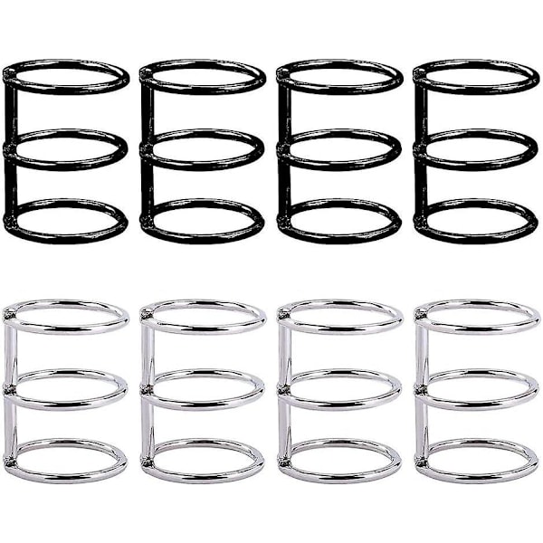 Metal Loose Leaf Binder Rings, 8 Pieces, for Paper Sorting, Notebooks, DIY Photo Album, Books (Black/Silver)