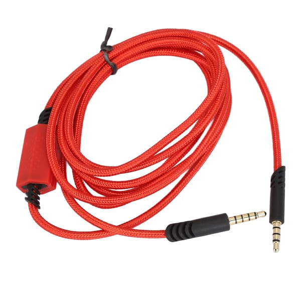 Spillkabel for Gaming Headset, Lydkabel, Erstatningskabel med Stille-Kontrollbryter for Logitech for ASTRO A10 A40 TR Rød
