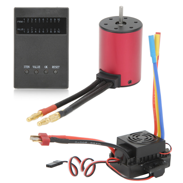 RC Vanntett Børsteløs 60A ESC S3650 3900KV Børsteløs Motorkit med Programmeringskort 4mm T-plugg for 1/8 1/10 RC Bil