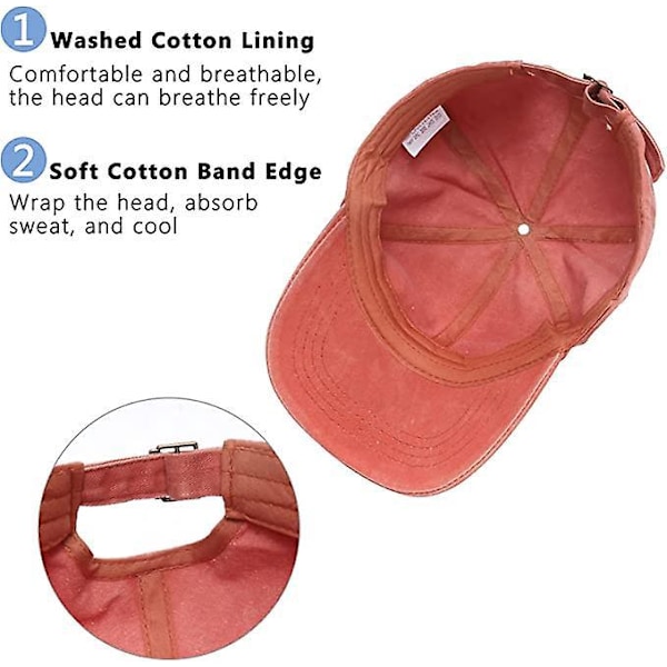Baseball Cap Dreng Pige Hatte Unisex Justerbar Vasket Bomuld Udendørs Kasket til Hip Hop Flad Hat One Size (54-60cm)