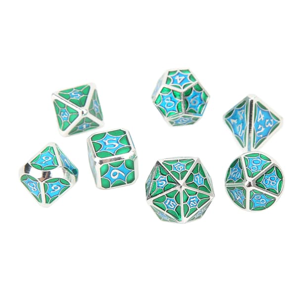 7PCS Polyhedral Number Dice Set Lätt att läsa Bra balans Aluminiumlegering för bordsbrädspel