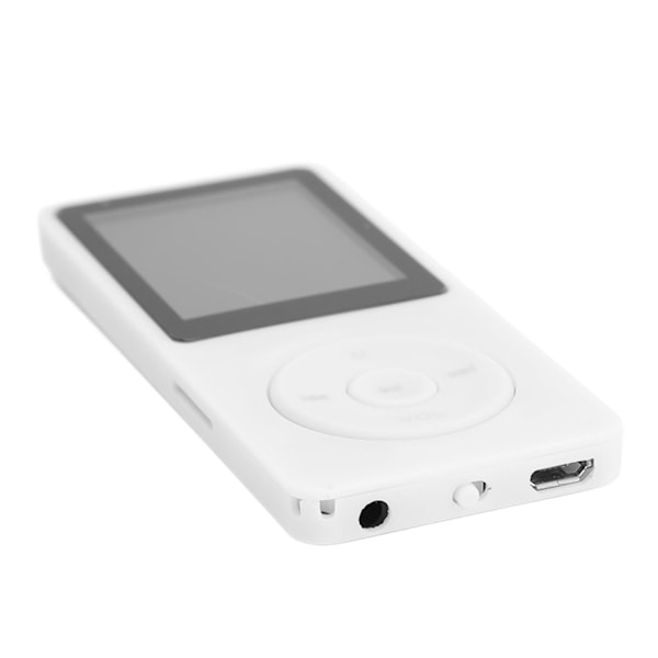 MP3-afspiller 1,8 tommer TFT HD-skærm Indbygget mikrofon FM-funktion Mini bærbar musikafspiller med øretelefon Hvid