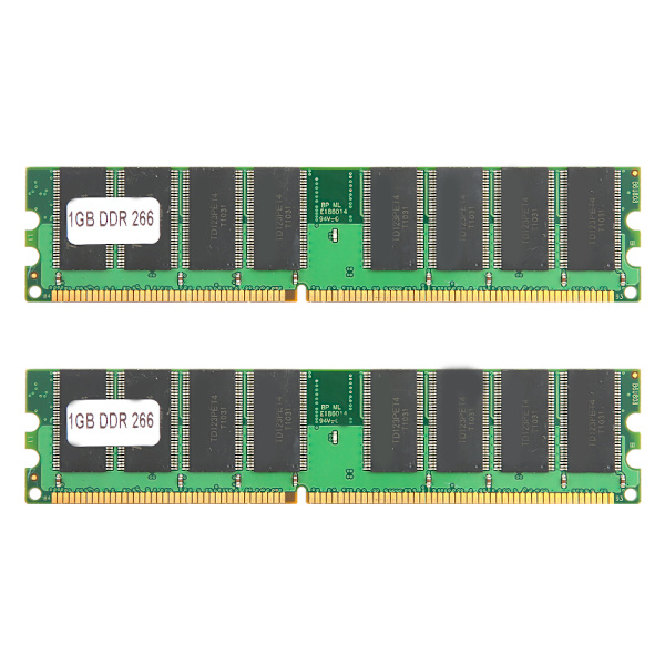 2 kpl muistimoduulia Työpöytä Täysin yhteensopiva Kaksipuolinen 16-jyvä DDR 1 Gt 226 Mhz PC-2100