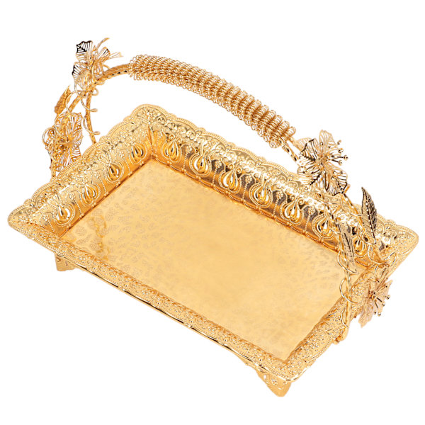 Kaffe serveringsbakke vintage stil guld farve robust zinklegering elegant metal serveringsbakke til hjem bar cafe