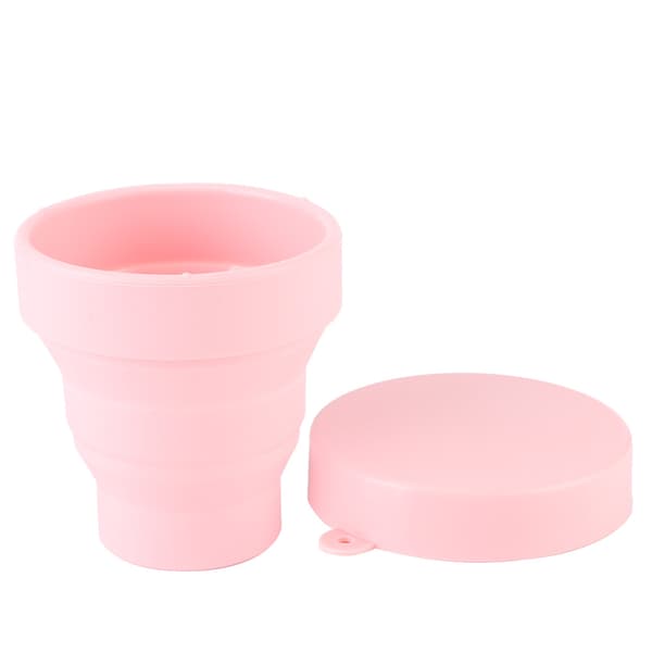 Bärbar hopfällbar vattenkopp i silikon, hopfällbar resemugg för utomhuscampingpicknick 230 ml rosa