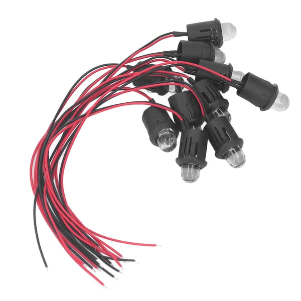 10 stk LED-diodelys 10 mm 12V pilotlysindikator med vanntett linje for bilbåt hvit