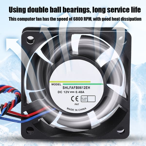 6CM/2.4in 12V 0.48A 6800RPM Køleventilator Køleribbe til Computer Strømforsyning