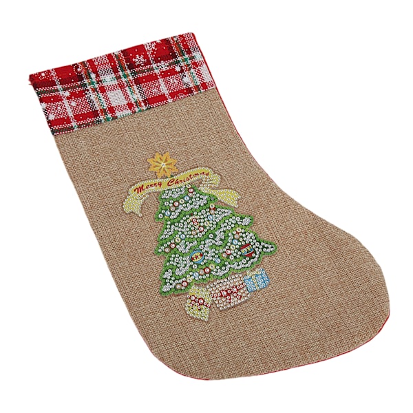 Julstrumpor i linne och flanellmaterial, ljusa färger, utsökt design, dekorationer och prydnader för högtiden