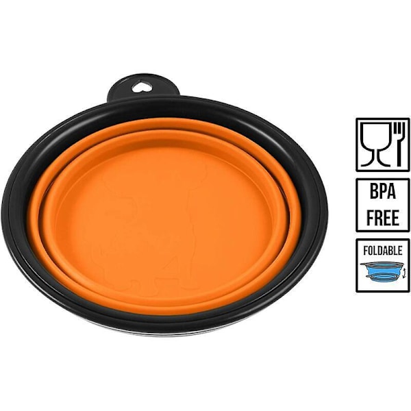 Sammenklappelig silikoneskål til hund og kat - Orange - 350 ml - 60014333