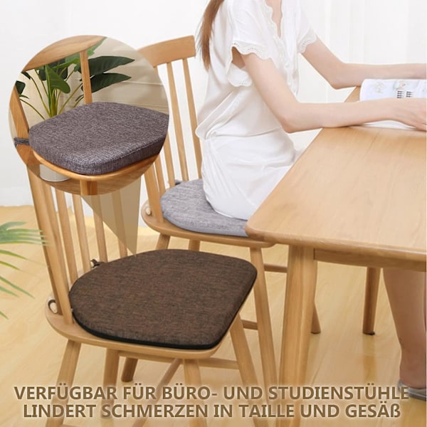 Set med 2 Stolsdynor med Band Bekväma Tvättsbara Halksäkra Sitsdynor Perfekt för Hem och Trädgårdsinredning (40X42cm)