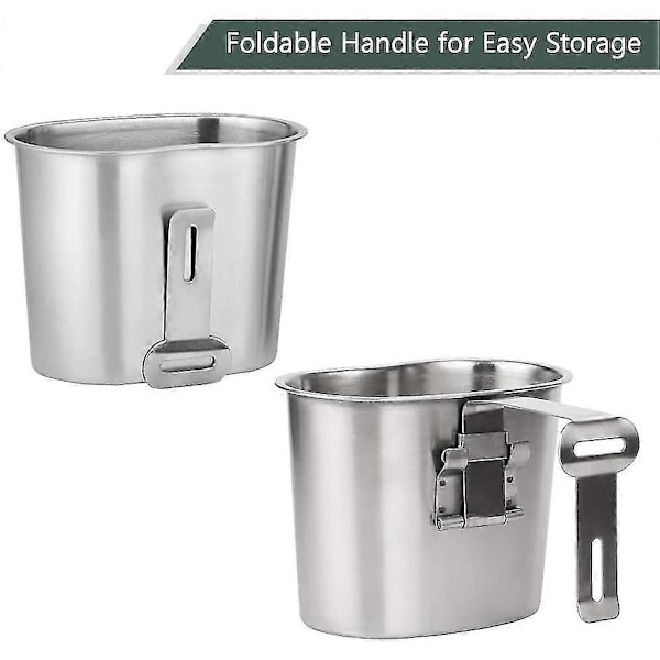 Militär Kantin Kit 2st 1000ml 600ml Rostfritt Stål Militär Kantin Kopp Set Med Överdragsväska För Utomhuscamping