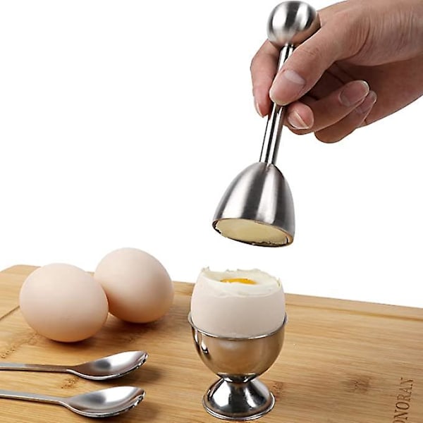 Sett med mykkokt eggseparatorholder inkluderer 2 skjeer og 2 kopper, 1 toppkutterfjerner