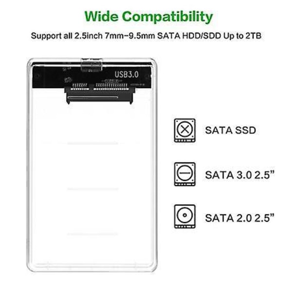 Mymisisa Sata till USB 3.0 Mobilt Hölje för 25 Tums SSD HDD Hårddiskar