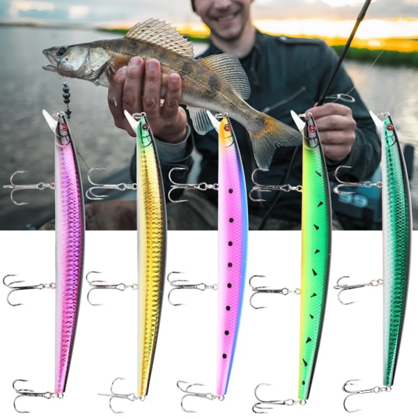 5 kpl 18cm/23.5g Long Swimbait Keinotekoiset kalastusuistimet Kovat syötit koukuilla Kalastusvälineet TarvikkeetY196-(6-10)