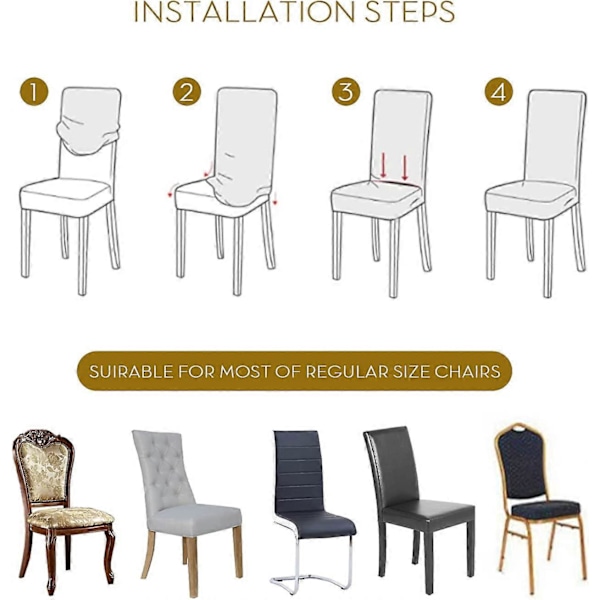 Stolsöverdrag för Matsal Set om 4, Tryckta Stolsöverdrag Tvättbara Stretchiga, Köksstolsöverdrag Skydd för Matsal, Hotell, Ceremoni (B
