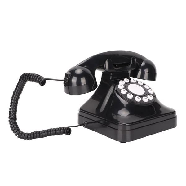 Retro Telefon Klassisk Knapskive Dekoreret Fastnettelefon til Hjemmekontor Sort