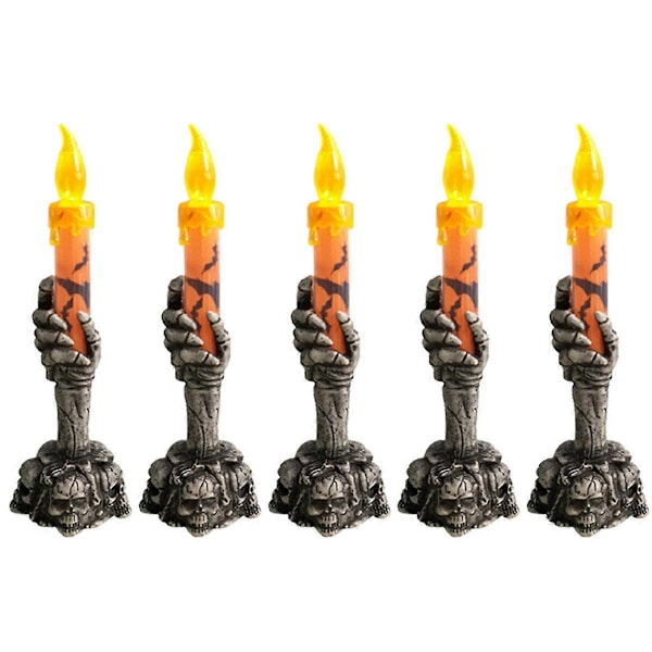 Halloween LED Lys Skelet Spøgelse Håndholdt Lys Hjem orange