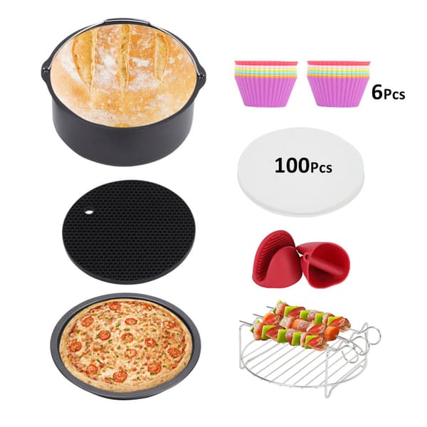 Airfryer Tilbehør, Universal XL Sæt til Tower Duronic og Phillips (3.3QT), Sæt med 7-8 Tommer