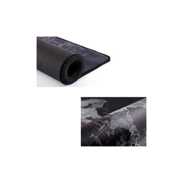 Stor Gaming Musematte - Verdenskartdesign - 80x30cm - Svart
