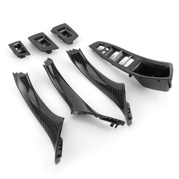 7 st inre fönsterströmbrytarpanel trim dörrarmstödslock i kolfiber stil passar för 5-serien F10 F11 F18 2010‑2016 LHD