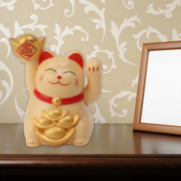 Solcelledrevet Lucky Cat Ornament - Gul