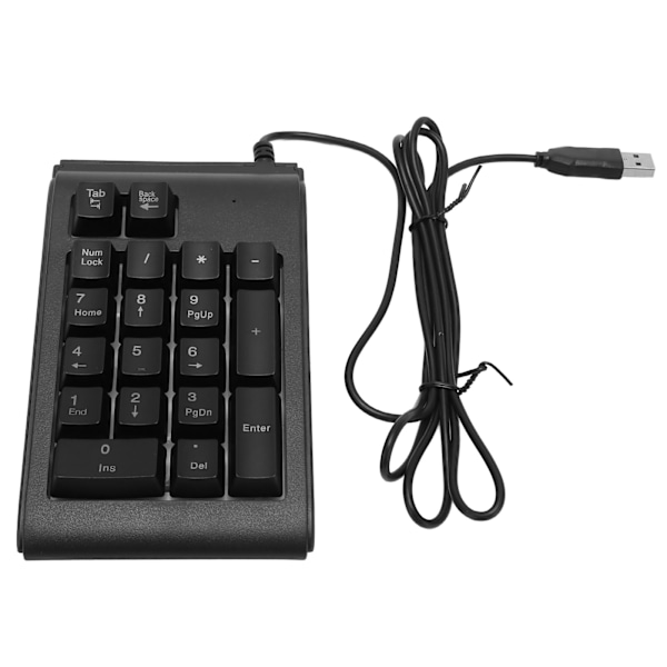 19-tasters numerisk tastatur med 3 farger bakgrunnsbelyste U-formede taster Plug and Play USB-kablet talltastatur for bærbar PC-skrivebord