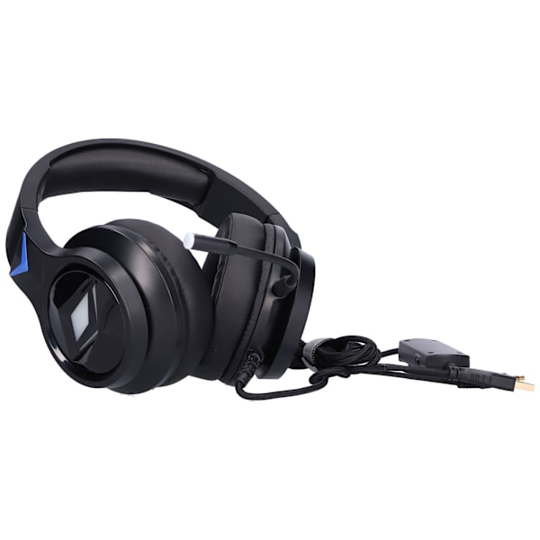 Gaming Headset Surround Sound Brusreducer Over Ear Hörlurar med Mikrofon och LED-ljus för PS4