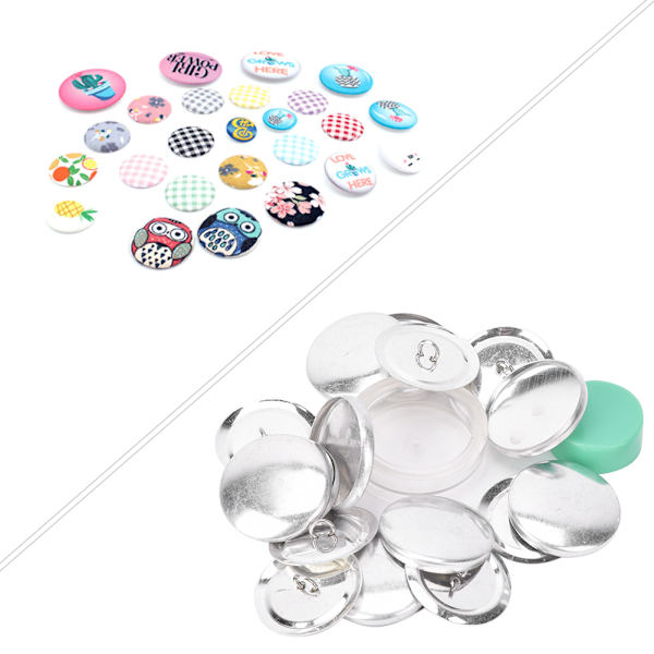 Knappsett i stoff med knapper, rund knappbase, DIY håndlagde håndverksspenner, verktøy for å lage spenner, 30 MM