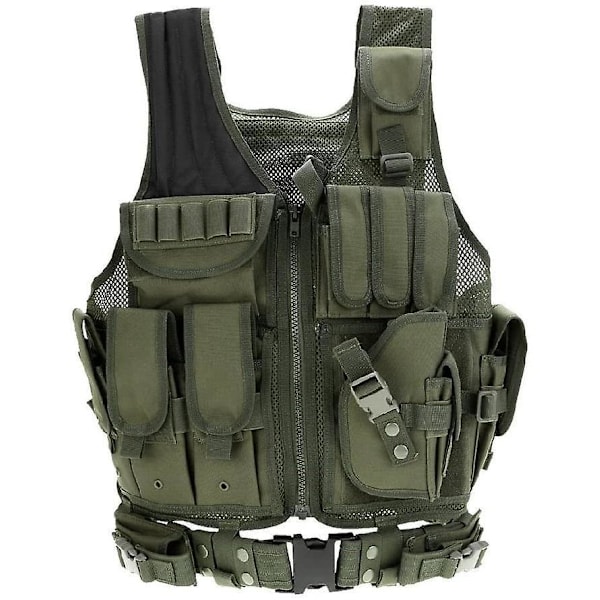 Lightweight Breathable Combat Vest for Adults - Adjustable Outdoor Training Vest (CS/Hunting/Training)