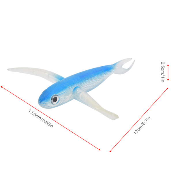 6,7 tommer simuleret fluevingefisk kunstig blød agn lokke fiskegrej tilbehør Blå