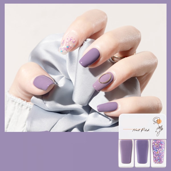 3-pack Vattenbaserat nagellackset för kvinnor, lätt att skala av, snabbtorkande nagellack för dejting, halloweenfest T08