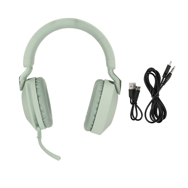 Bluetooth Gaming Headset Foldbar Type C Interface Trådløs Bluetooth 5.1 Kablet Dual Mode Stereo Headset med Mikrofon Grøn